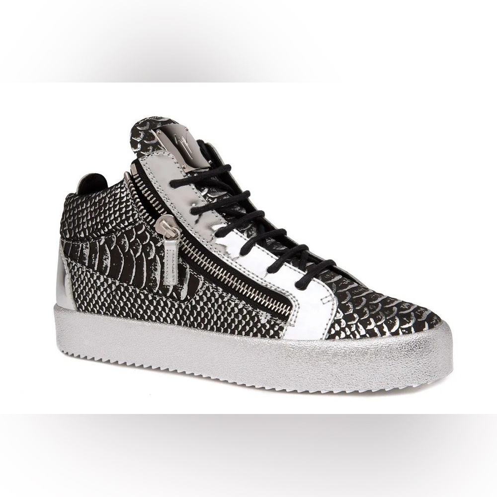 GIUSEPPE ZANOTTI “Vegas high top” in silver faux snake